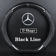 For Mercedes Benz AMG Carbon Fibre Leather Car Steering Wheel Cover For A C CLA E GLA GLC GLE S B CL