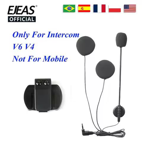 EJEAS 3.5mm Microphone Speaker Headset And Helmet Intercom Clip for EJEAS V4 V6 Motorcycle Interphon