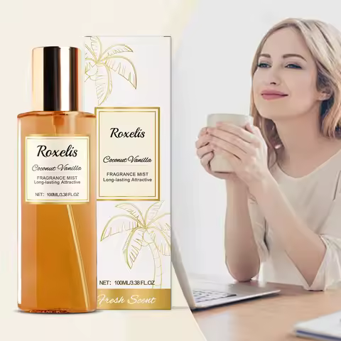 Coconut Vanilla Romantic Body Mist - Fresh Elegant Scent, Long-Lasting Natural Fragrance, Portable D