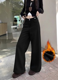 FA2SHOP รุ่น CV68 กางเกงยีนส์ทรงกระบอกใหญ่ บุขนกันหนาว