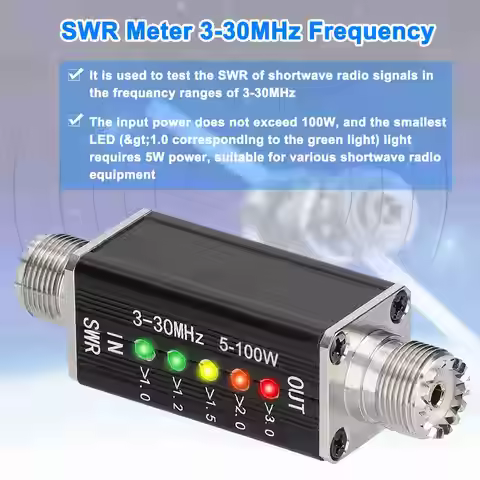 SWR Meter with 5 LEDs LED SWR Meter 3-30MHz Frequency Shortwave Standing Waves Indicator for Televis