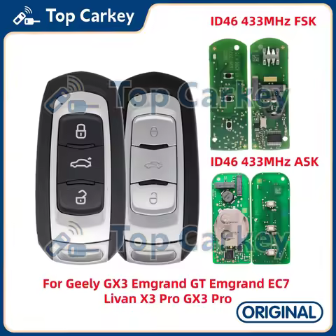 TopCarkey Original Smart Remote Key ID46 Chip 433MHz for Geely GX3 Emgrand GT Emgrand EC7 Livan X3 P