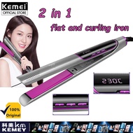 Kemei KM-2302 Máy duỗi tóc chuyên nghiệp Máy duỗi với đĩa gốm nổi và máy ép tóc phát sáng