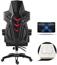 Swivel chair Gaming Chair, Built-in Latex Cushion Elevating Rotary Ergonomics Computer Chair Massage Pillow Reclining Armchair Rated Load Capacity: 300lbs (Color : Black white) Anniversary