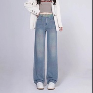 Eyouth 10118 women jeans high waist wide leg loose ladies long denim pants