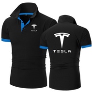 เสื้อยืดแขนสั้นพิมพ์ลาย Tesla สำหรับผู้ชายฤดูร้อนคุณภาพสูงลำลองผ้าฝ้ายเสื้อคลาสสิกฮาราจูกุเสื้อโปโล