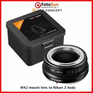 K&F Concept manual lens adapter to Nikon Z body - Leica M, M39, M42 to Z mount