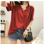 Plus Size Oversize 150KG Women Loose Medium long Casual V-Neck T-Shirt womnes's blouse Short Sleeve 