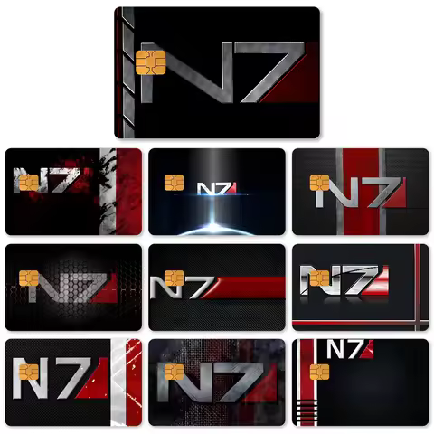 Mass Effect N7 Stickers 4pcs PVC Card Skin Stickers for Bank Card Bus Metro Card Case Decorate Gift