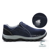 รองเท้าเซฟตี้-GU หัวเหล็ก ป้องกันการชนและป้องกันการเจาะ แผ่นเหล็กบิวท์อินที่พื้นรองเท้า สีฟ้าและสีเท