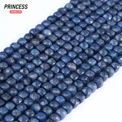 A++ Natural 4mm Sapphire Cube Faceted Beads 15inches Strand for Jewelry Making DIY Accessories Whole