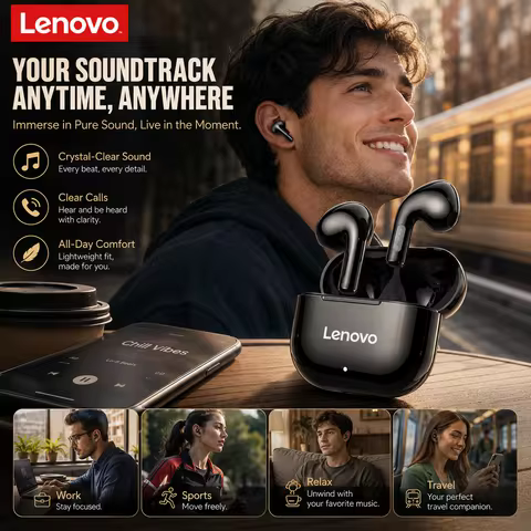 Original Lenovo LP40 TWS Earphones Wireless Bluetooth5.4 Headphones Touch Control Sport Headset Ster