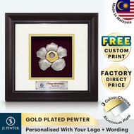(JS Pewter) Solid Frame 10"x10" Gold Plated PEWTER  | Rafflesia | Souvenir | Corporate Gifts | MALAY