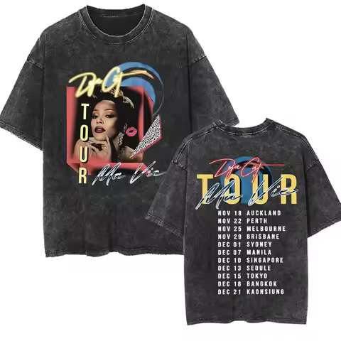 Doja Cat Ma Vie World Tour 2026 T Shirt Men Women Clothing Hip Hop Vintage Washed T-shirts O-Neck pu