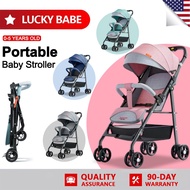 LUCKYBABE Compact Foldable Baby Stroller – 5-Point Safety Harness, Lightweight & Travel-Friendly