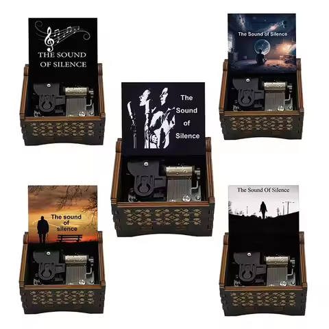 The Sound of Silence Famous Melody Wooden Wind Up Music Box Special Musical Gift for Friends Family 
