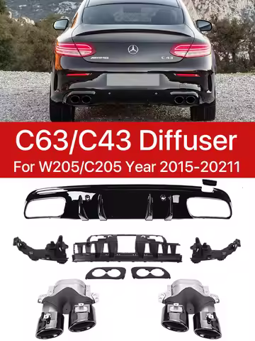 C63 C43 Style AMG Look For Mercedes Benz C Class W205 C205 S205 A205 Sedan Coupe Rear Diffuser With 