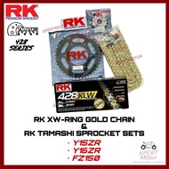 COMBO RK XW-RING TAMASHII 428 Y15ZR Y16ZR Carbon Steel Black Sprocket Sets Siap with rantai 132L (XW