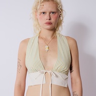 BLACKDOG BKK-AW2401-Letter halter top-เสื้อคล้องคอเว้าหลังผูกด้านหน้า