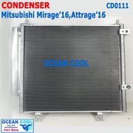 แผงแอร์ มิตซูบิชิ มิราจ  แอททราจ 2016 - 2020 CD0111 Condenser Mitsubishi Mirage G4  Attrage รังผึ้งแ