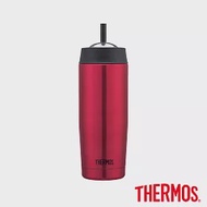 【THERMOS 膳魔師】不鏽鋼真空吸管隨行瓶0.47L(TS403PK)深粉紅色