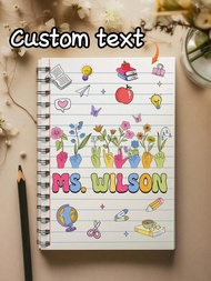 1pc Personalized Teacher Name Notebook, Custom Spiral Ruled Teacher Journal, Teacher Appreciation Gi