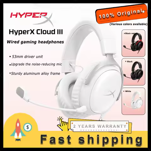 HyperX Cloud III Wired Gaming Headset noise-cancelling Multiplatform Compatible with 3.5mm, USB-C, a