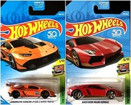 Hot Wheels Lamborghini Huracan LP 620-2 Super Trofeo Orange 268/365 and Aventador Miura Homage Red 2