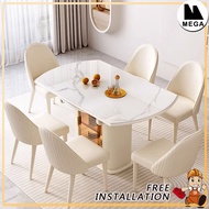 🇸🇬【Free Installation】⚡Creamy Style Sintered Stone Dining Table Marble dining table Expandable dining