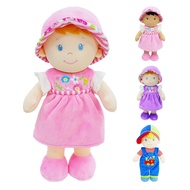 June Garden 12" Soft Dolly Emilia - Stuffed Soft Baby Doll Gift for 1 2 3 Year Old Girls - Pink Dres