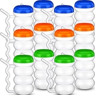 FoldTier 12 Pcs 14 oz Easy to Grip Plastic Kid's Cup Clear Sip Cups with Handle and Straw Kids Drink