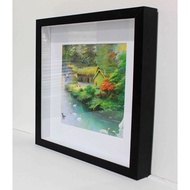 3D wooden block Frame Mat board 28x28 (photo 19 x 19 cm) black glass