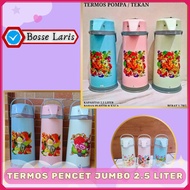 TERMOS Thermos Hot Water Squeeze Pump Anti-Spill Capacity 2.5 Liters Practical Vacuum Flask