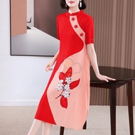 ✖☌ Aiden001 High Stretch Non-Iron Mother Summer Red Middle-Aged Age-Reducing Loose Plus-Size Wedding