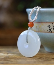 秒殺價 天然和田玉羊脂玉平安扣吊墜