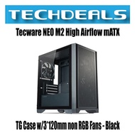 Tecware NEO M2 High Airflow mATX TG Case w/3*120mm non RGB Fans - Black