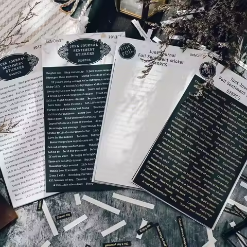 528Pcs Retro Sentiment Phrase Stickers Junk Journal Decorative Vintage Quote Stickers Collage DIY Al