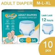 [High Quality] Adult Diapers Pants Soft Pull Up Adult Diapers Tape Size M/L/XL (10pcs/1pack) [Leak Proof]