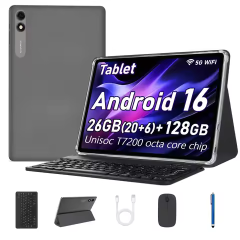 COLORROOM Android 16 Tablet 10.1" IPS, (6GB+20GB) RAM, 128GB ROM, 8MP+5MP Camera, 2.4G/5G WiFi, GMS,