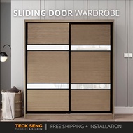 (FREE Shipping & FREE Installation) TECK SENG 8 Feet Sliding Doors Wardrobe / Anti-Jump / 2 Sliding 