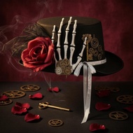 Gothic Steampunk Hat Skeleton Hand Gothic Top Hat Costume Accessory Gear Accents