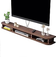 WANGPP Floating TV Stand Cabinet Wall Mounted TV Shelf,Modern Entertainment Unit,Space Saver,Wood TV Console for Living Room,Entertainment Room,Office (Color : Brown, Size : 80x22x15cm)