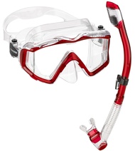 Cressi Panoramic Wide View Mask & Dry Snorkel Kit for Snorkeling, Scuba Diving Pano 3 & Supernova Dr