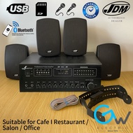 [1 Set] Bluetooth Amplifier GW400S + 2 pair 4" JDM FS420T Wall Speaker & Bracket + Speaker Cable For