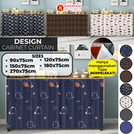 ❇SUPERSAVE Cabinet Curtain Skirting Langsir Dapur Corak Kabinet Tirai Cabinet Dapur Kitchen Curtain Langsir Sinki Vecro☆