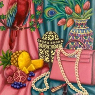 嘉豪，原創油畫，布面油畫，愛馬仕包，鸚鵡雀，時尚