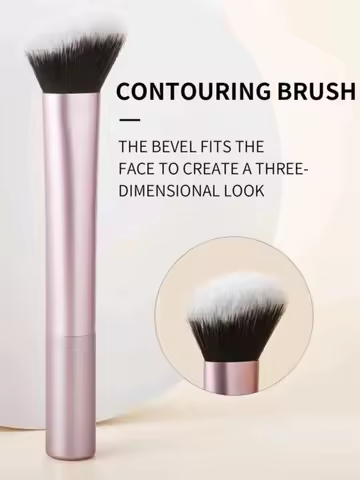 Contouring Brush, Soft-Bristled Angled Blush Brush, Slope Blush Brush, Beveled Blending Brush, Round