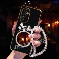 Phone Case for OPPO Reno10 Pro+ Pro Plus A78 4G 5G Reno 10 10Pro Reno10Pro+ Plus Handphone Casing with 3D Flowers Mirror + Pearl Bracelet Softcase for Girls Cover OPPOA78