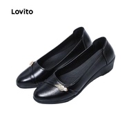 Lovito Casual Boat Shoes Bow All Seasons Black Boat Shoes for Women LFA85008 Lovito Kasual Shoe Bot 