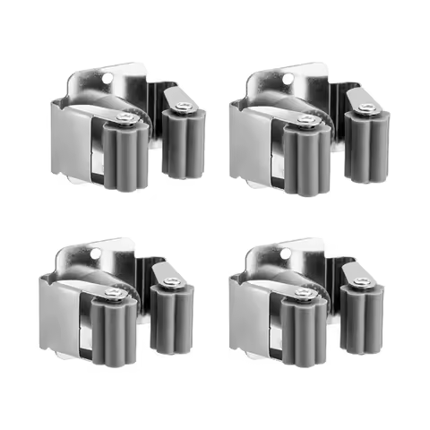 2/4Pcs Mop Broom Holder Stainless Steel Broom Holder Wall Mounted Mop Wall Mounted Clips with Instal